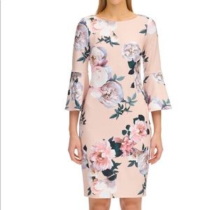 Calvin Klein Floral Bell Sleeve Sheath Dress